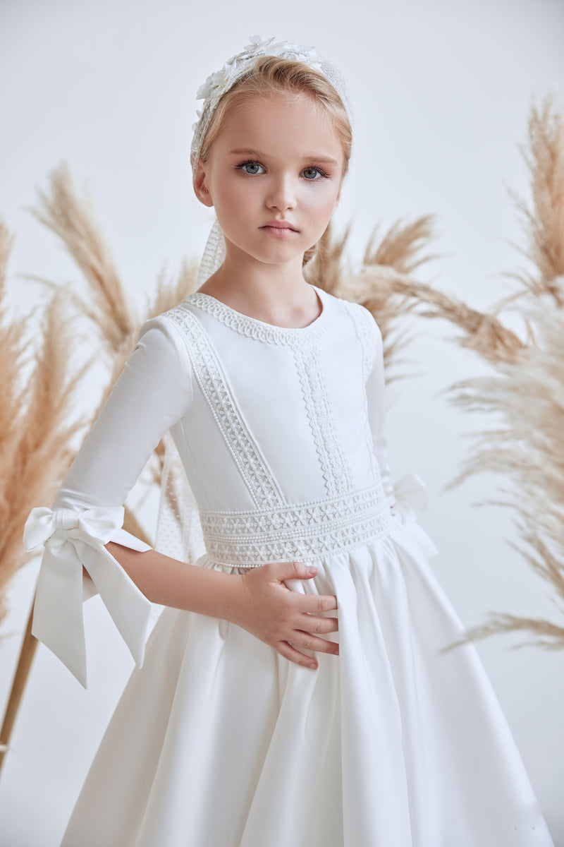 Lovely Crochet Lace Modest Communion Dress Mia Bambina Boutique