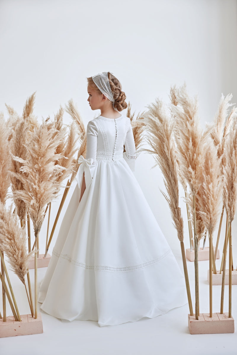 Lovely Crochet Lace Modest Communion Dress