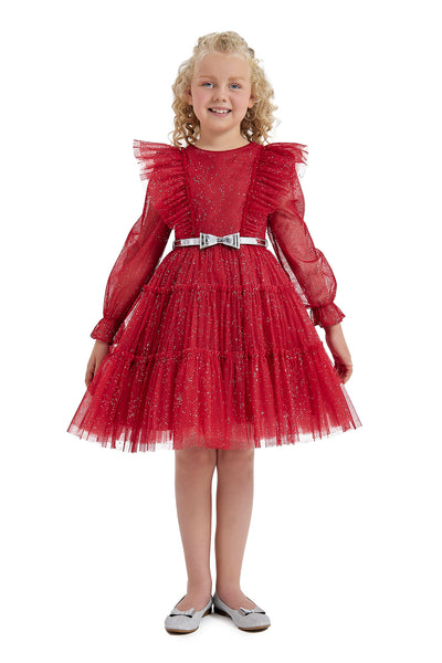 Girls Red Dress with long sleeves