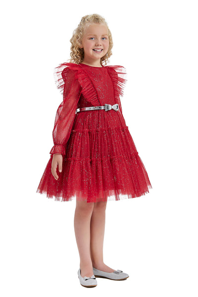 Girls Red Dress with long sleeves