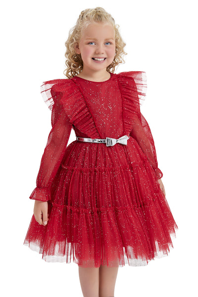 Girls Red Dress with long sleeves