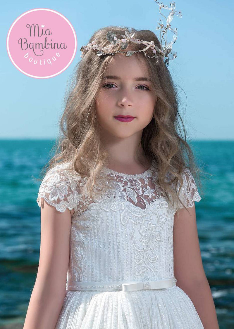 An Adorable First Communion Dress in Guipure Lace - Mia Bambina Boutique