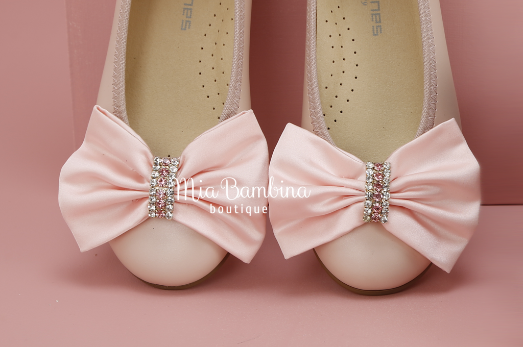 Girls Ballerina Shoes with A Diamond Bow 10.5 28 White