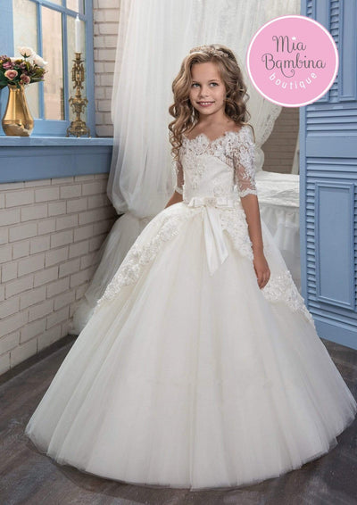 Sara Dresses Maya Communion Girls Dress - Cloudy White for Special Occasion Birthday Wedding Party Pageant Christmas Holiday Easter