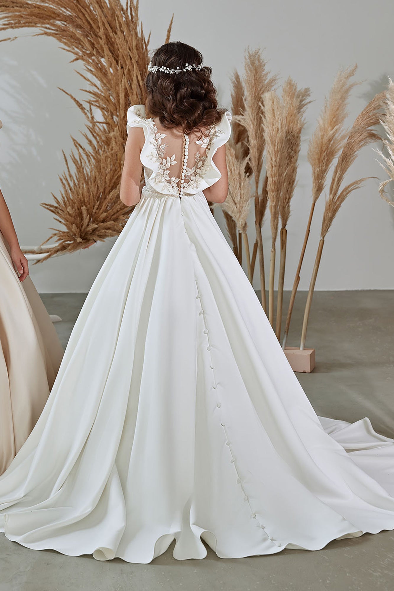 Flower Girl Dresses: Girls Flutter Sleeve Special Occasion Long Dress - Mia Bambina Boutique