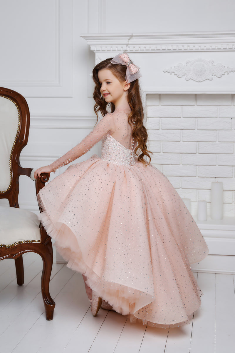 Amelia - Couture Girls Pink Sparkly Birthday Dress