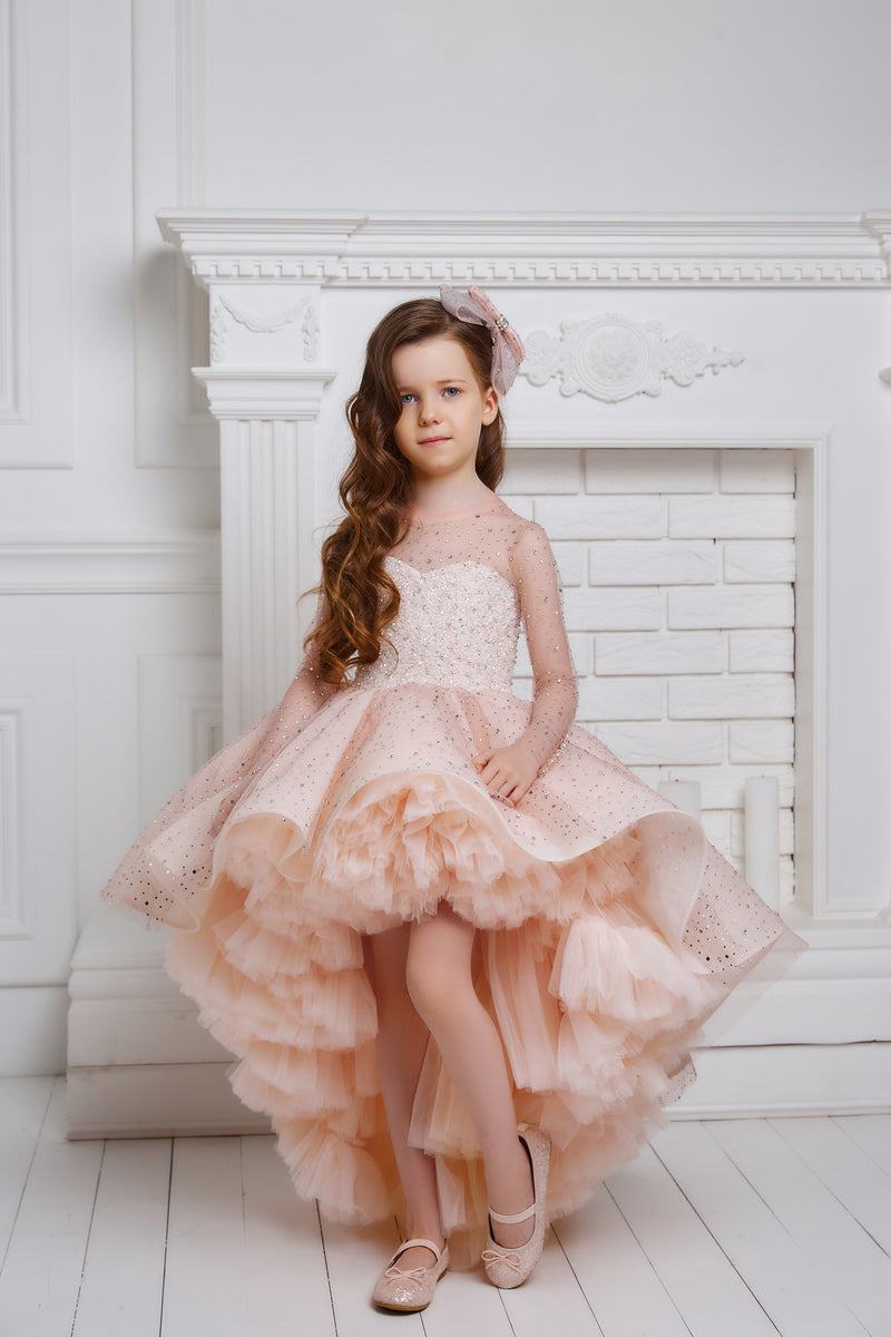 Amelia - Couture Girls Pink Sparkly Birthday Dress