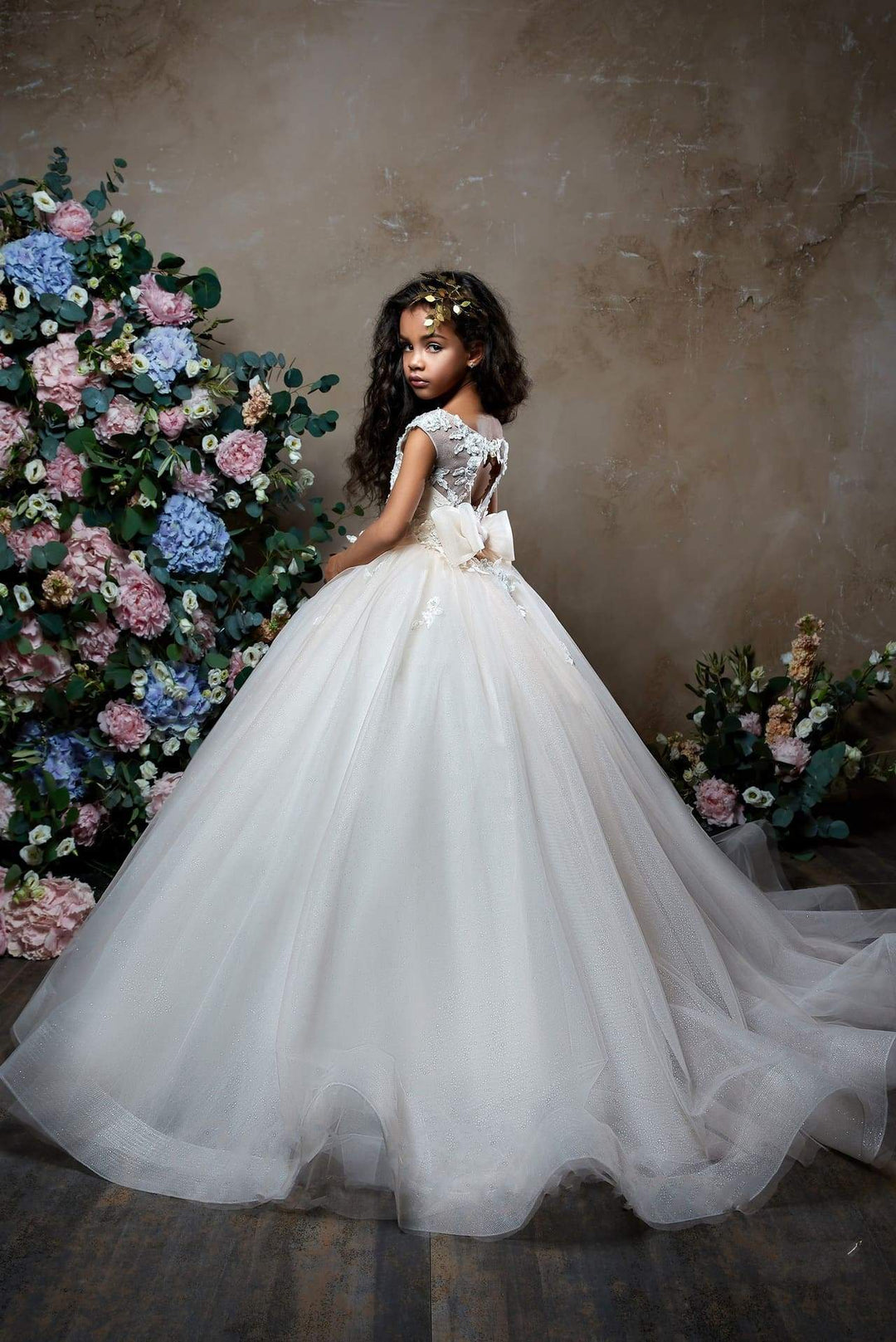ladies ball dresses Gerbera Glitter Tulle Princess Flower Girl Dress