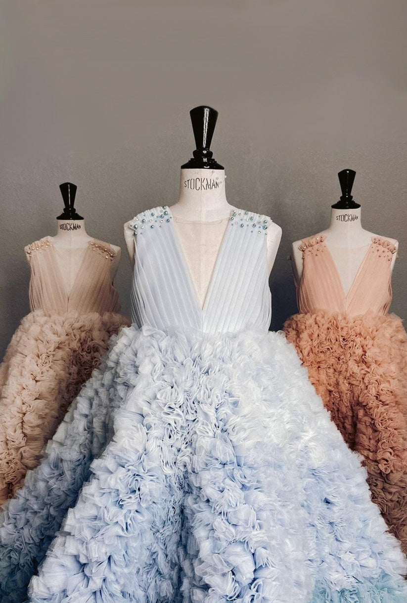 Flower Girl Dresses: Blue Quinceanera Dress Ball Gown - Mia Bambina Boutique