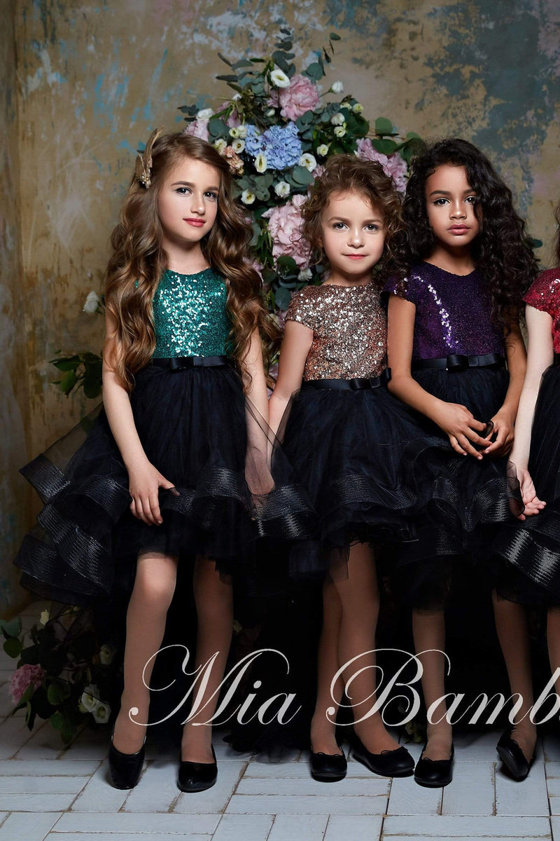 Quinceanera Dresses: Hi-Low Sequin Embellished Quinceanera Dress - Mia Bambina Boutique