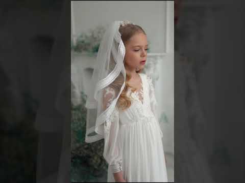 Girls First Communion Dress with Sleeves