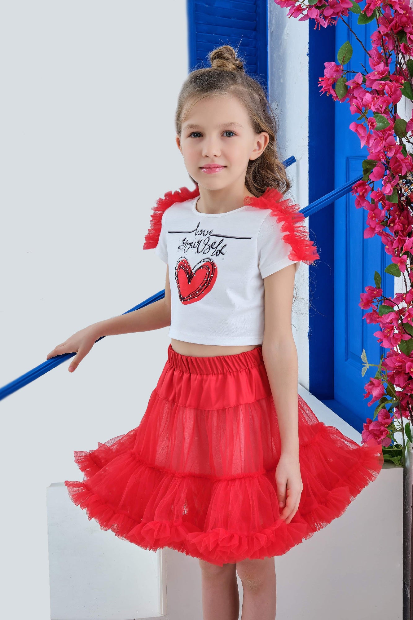 Semi Formal Outfits: Red and White Skirt Set 2T - Mia Bambina Boutique