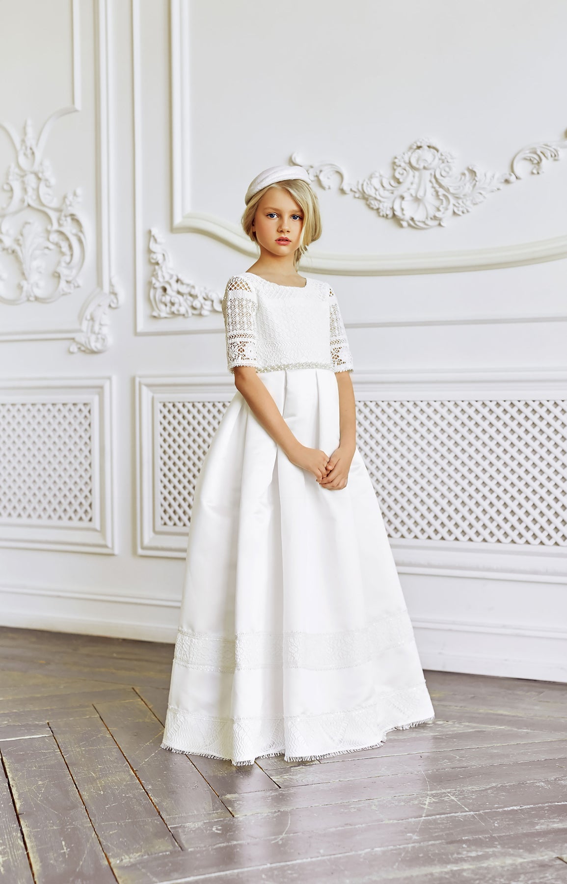 Simple Classic Lace First Communion Dress – Mia Bambina Boutique