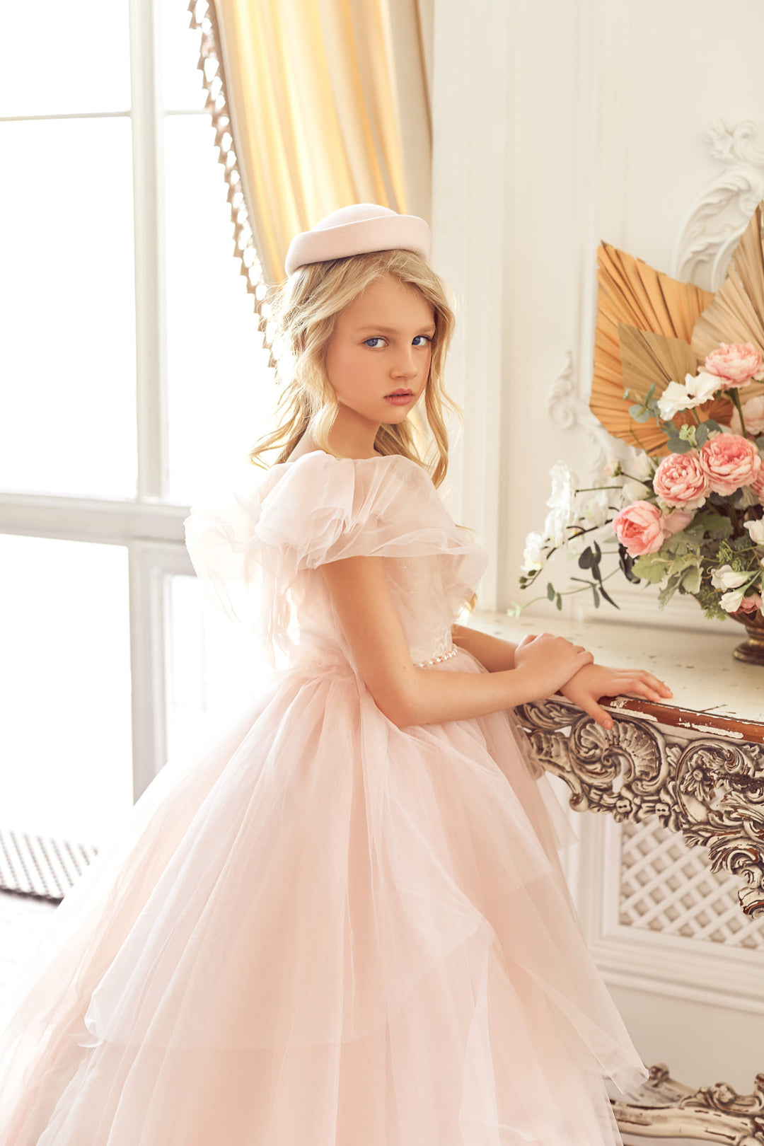 open lace back dress Pink Princess Girl Dress