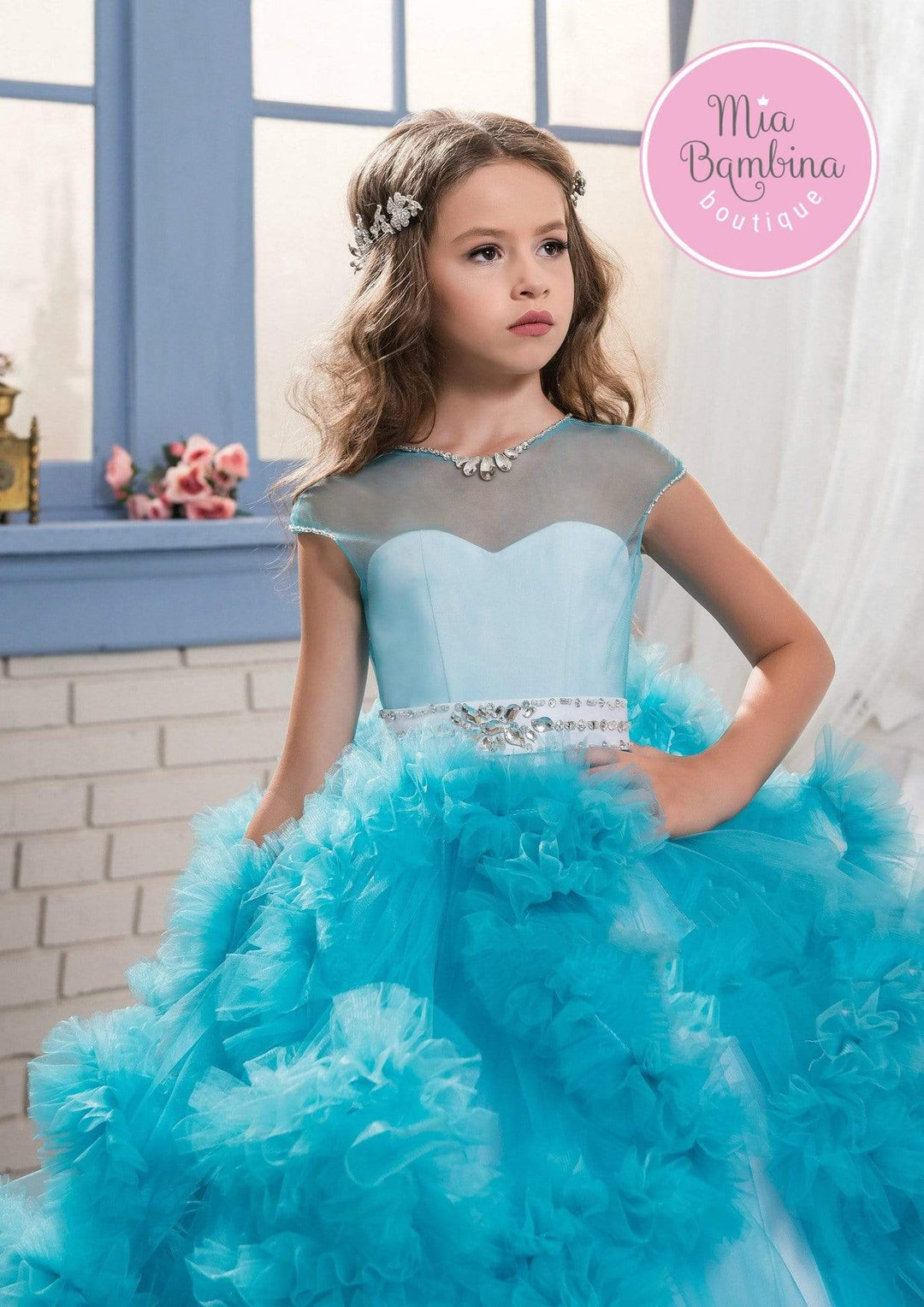 Vegas Ruffled Waterfall Flower Girl Dress Vegas Ruffled Waterfall Flower Girl Dress