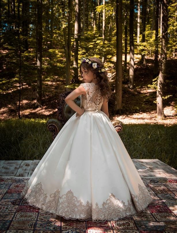 Bali Satin and Lace Flower Girl Ballgown by Mia Bambina Boutique