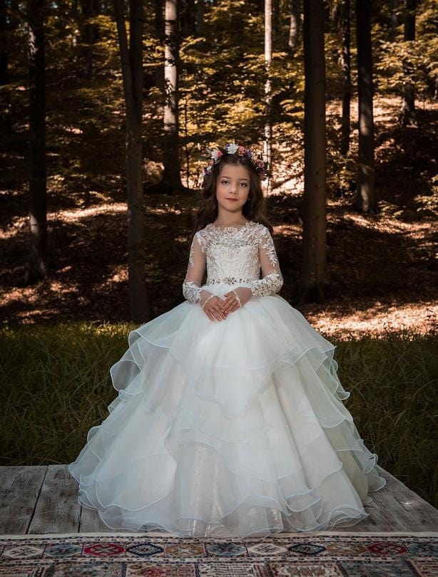 slim fit dress slacks Sleeveless Flower Girls Dress Tulle Girls Birthday Party Dresses Formal Special Occasion Dress for Teens Junior Bridesmaid Pageant Ball Gown, Navy main image 1