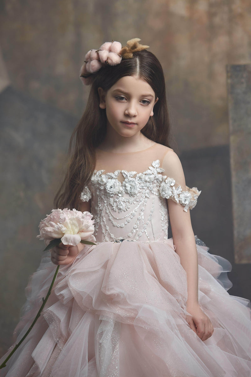 Cold shoulder flower girl dress top