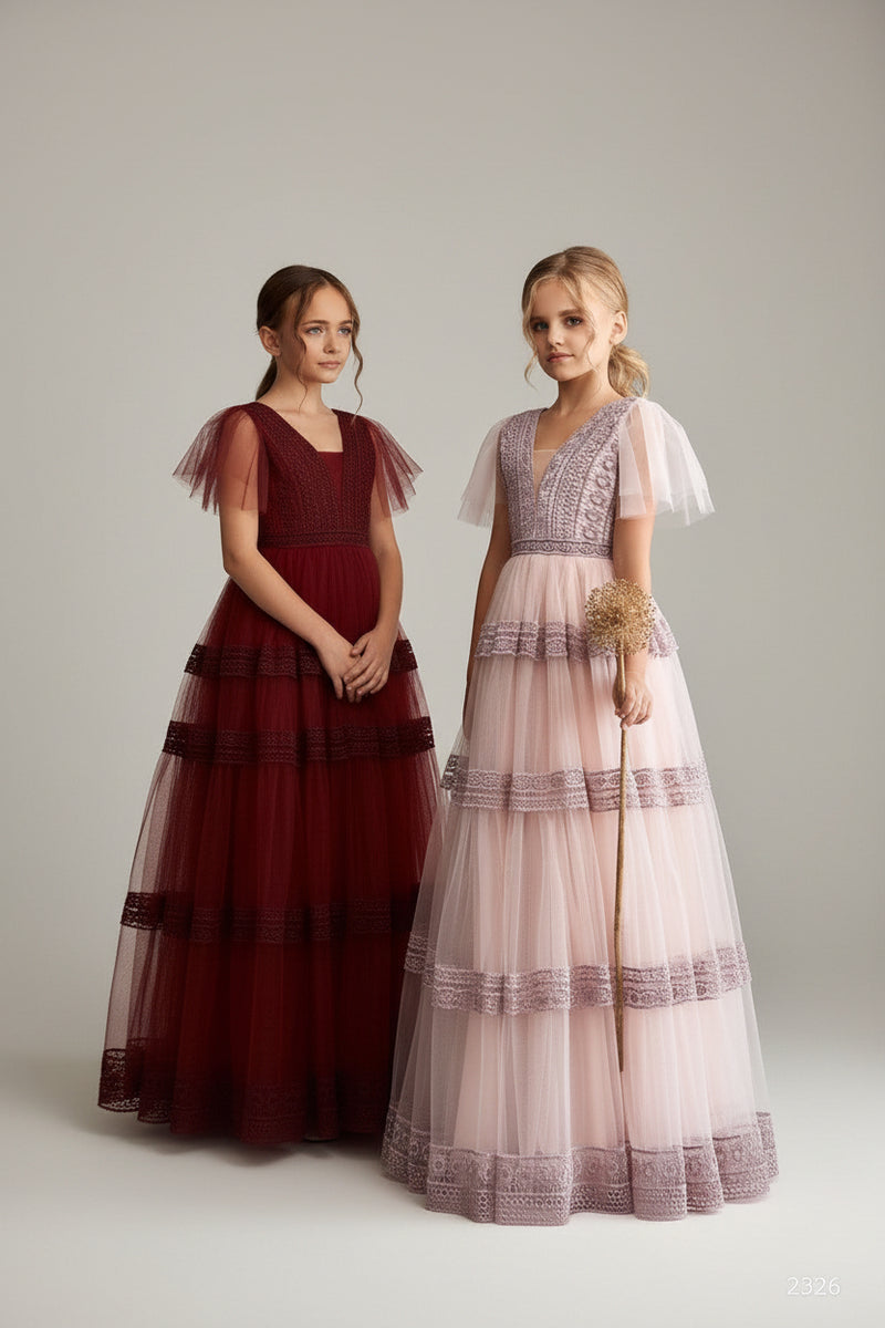 Contemporary Boho-style Burgundy Flower Girl Dress Contemporary Boho-style Burgundy Flower Girl Dress