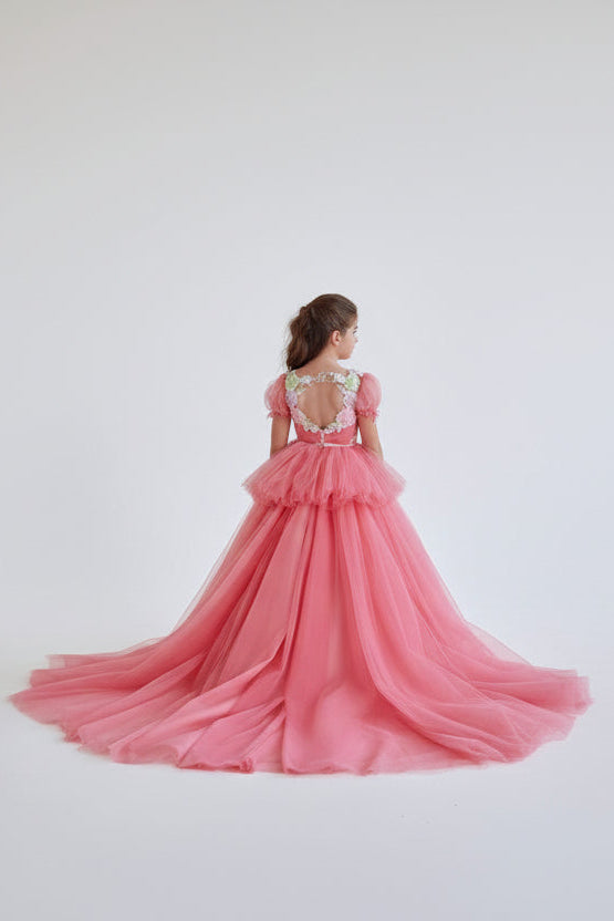 Coral Flower Girl Dress for Destination Wedding