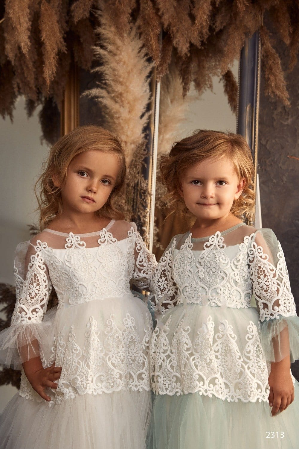 Cristiana Long Toddler Tulle and Lace Dress Size 1T / Ivory Cristiana Long Toddler Tulle and Lace Dress Size 1T / Ivory