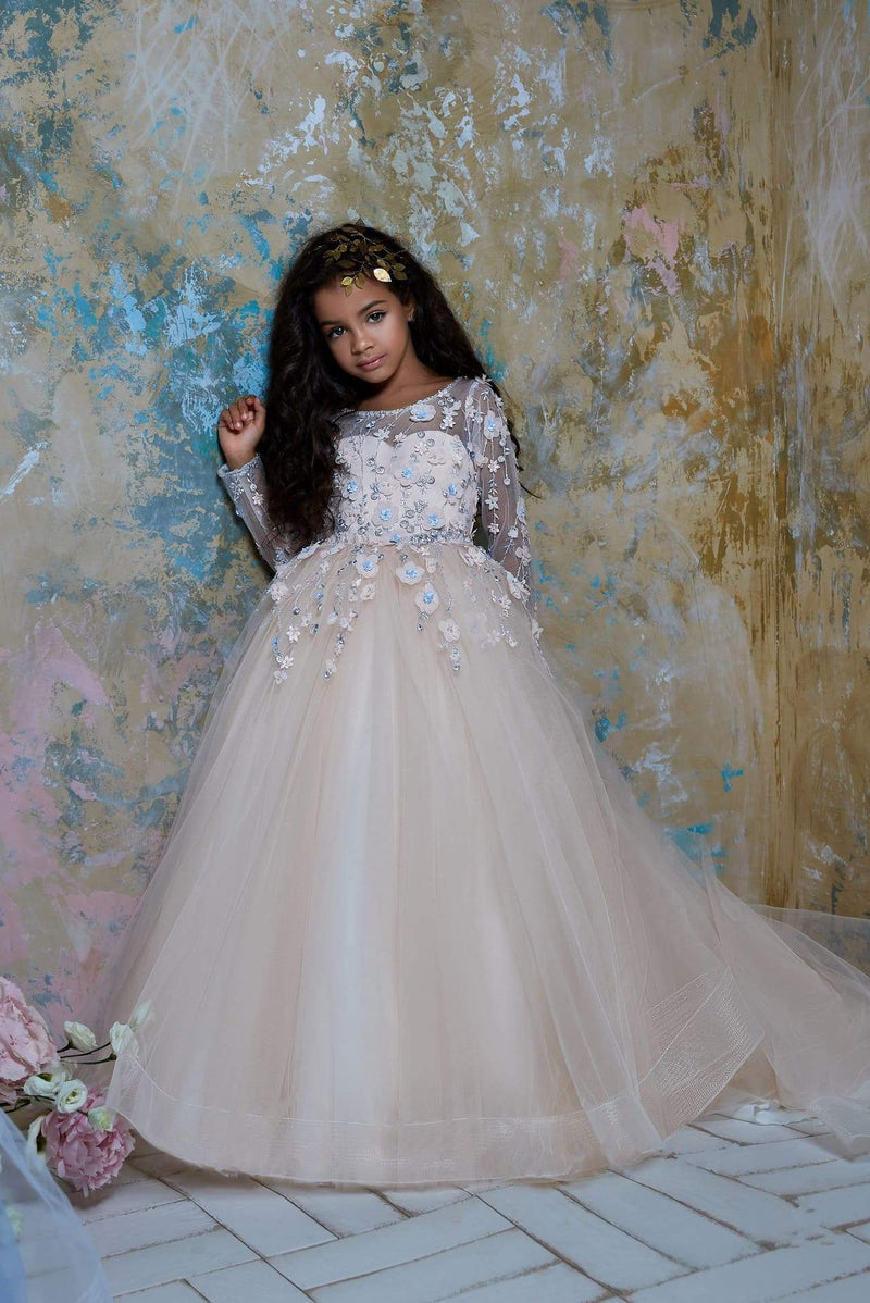 Elegant Flower Embroidered Princess Tulle Dress Elegant Flower Embroidered Princess Tulle Dress