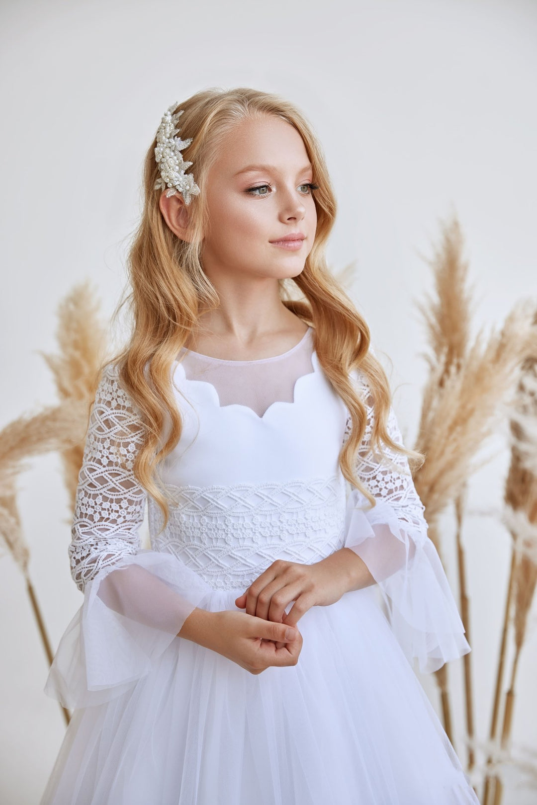 White Catholic Communion Dress for Young Girl White Catholic Communion Dress for Young Girl