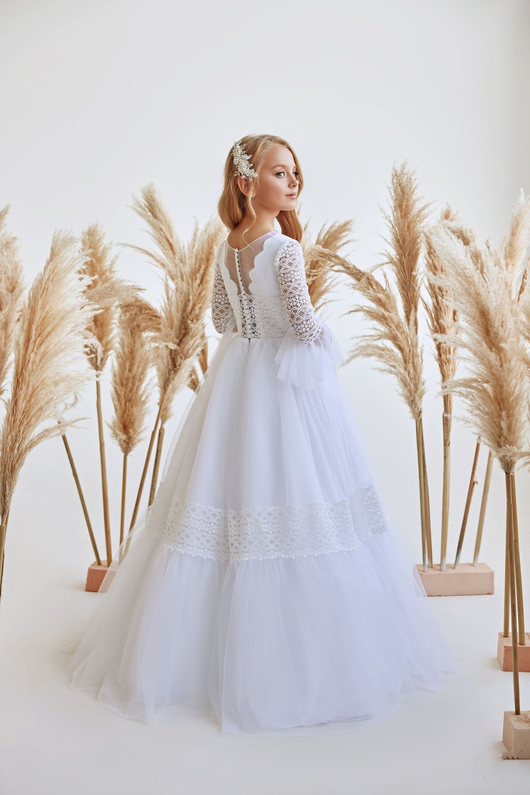 White Catholic Communion Dress for Young Girl White Catholic Communion Dress for Young Girl