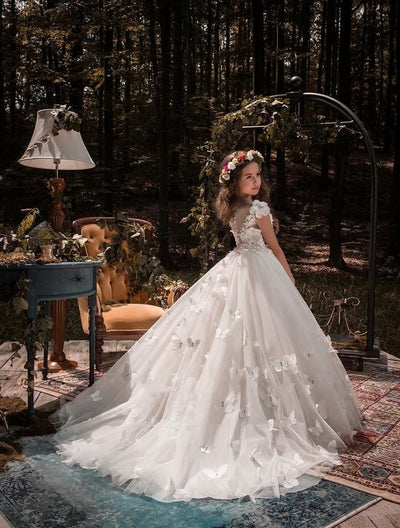 Florida Flower Girl Dress with Butterflies by Mia Bambina Boutique