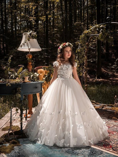 Florida Flower Girl Dress with Butterflies by Mia Bambina Boutique