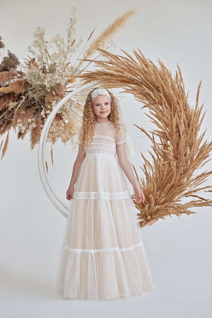 Girls Polka Dot Tulle Flower Girl Dress