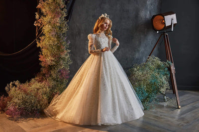 Luxurious Sparkly White Junior Bridesmaid Dress by Mia Bambina Boutique Canada