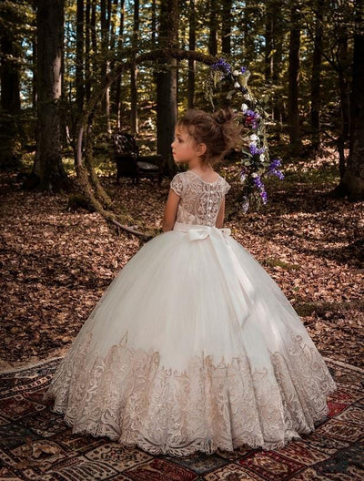 Morocco - Cup sleeve lace and tulle ballgown - Mia Bambina Boutique