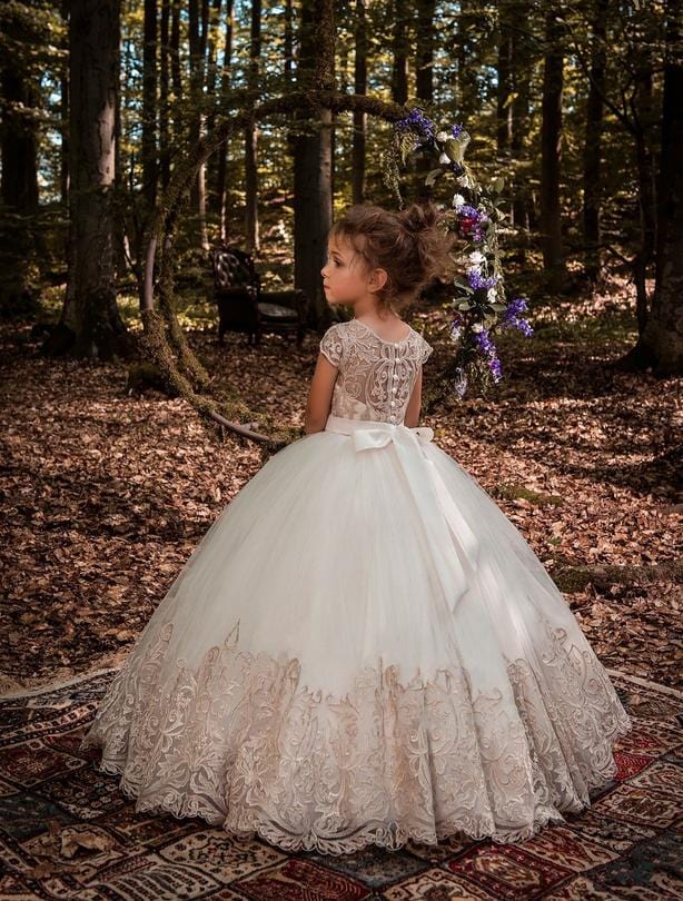 Morocco - Cup sleeve lace and tulle ballgown - Mia Bambina Boutique