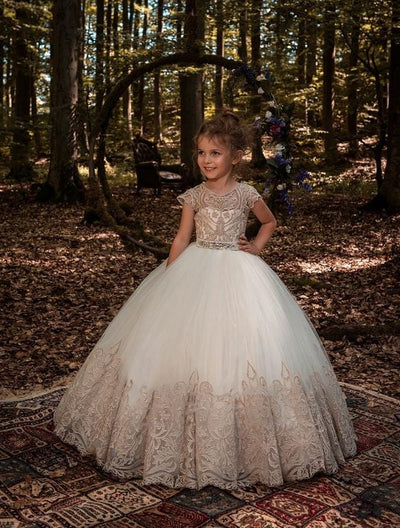 Morocco - Cup sleeve lace and tulle ballgown - Mia Bambina Boutique