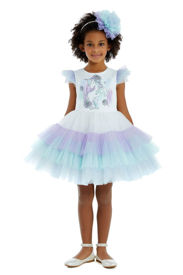 Birthday Dresses: Ombre Blue Tutu Dress Unicorn Birthday Party - Mia Bambina Boutique