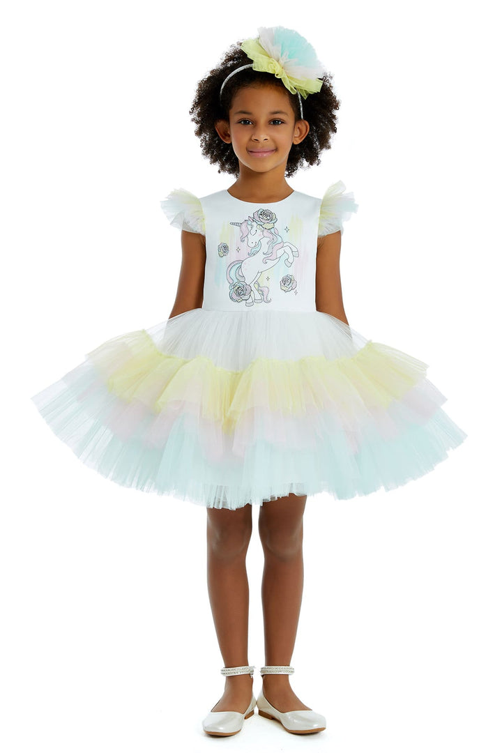 Birthday Dresses: Ombre Blue Tutu Dress Unicorn Birthday Party - Mia Bambina Boutique