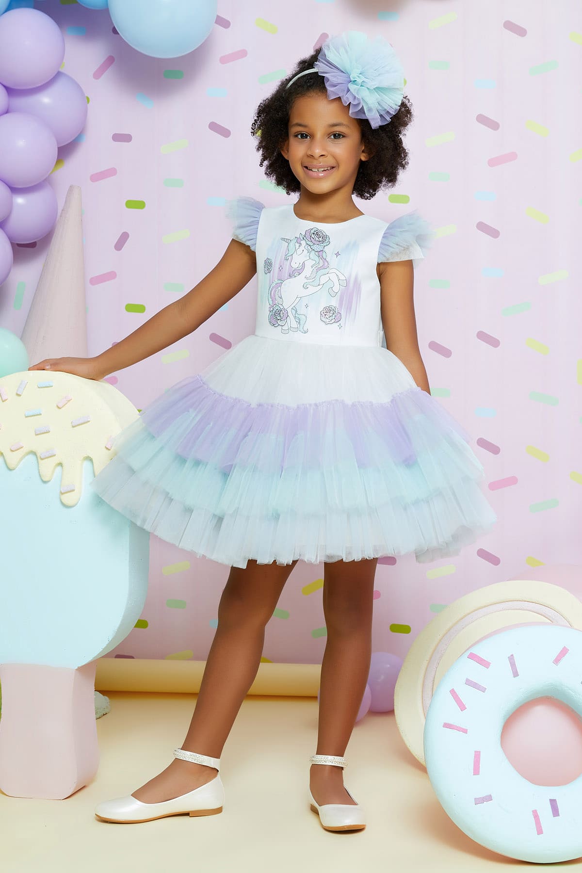Birthday Dresses: Ombre Blue Tutu Dress Unicorn Birthday Party - Mia Bambina Boutique