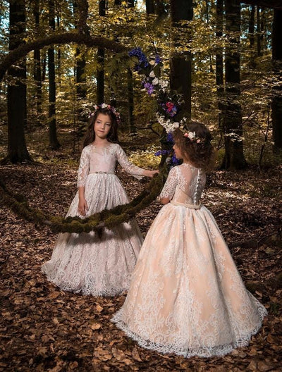 Ravenna Chantilly Lace Long Dress - Mia Bambina Boutique