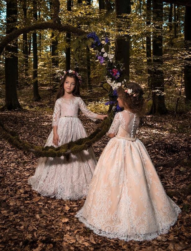 Ravenna Chantilly Lace Long Dress - Mia Bambina Boutique