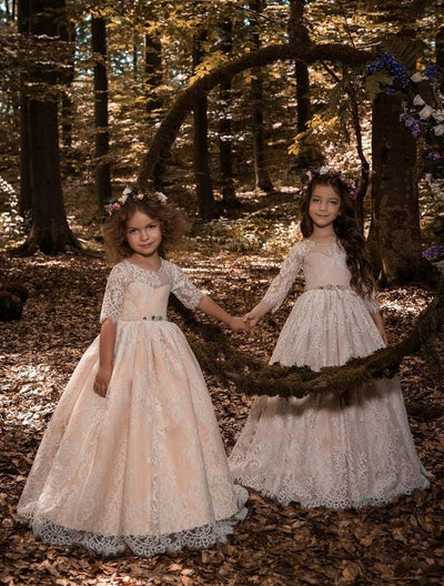 Ravenna Chantilly Lace Long Dress - Mia Bambina Boutique