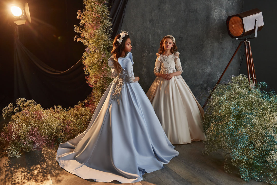 butterfly bridesmaid dresses Satin Junior Bridesmaid Dress Butterfly Sleeves 12 Years / Blush