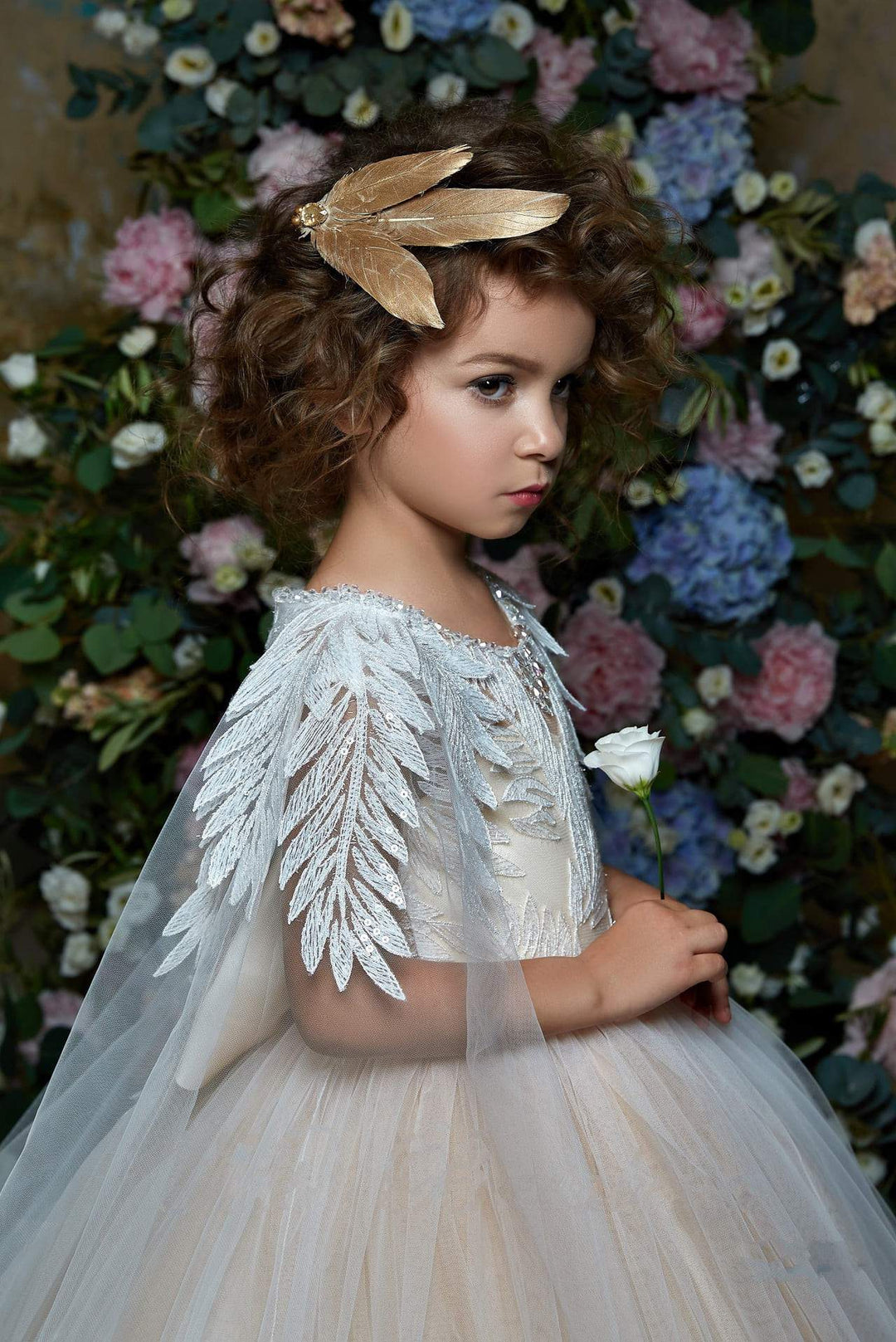 Enrica Princess Flower Girl Ball Gown with Cape – Mia Bambina Boutique