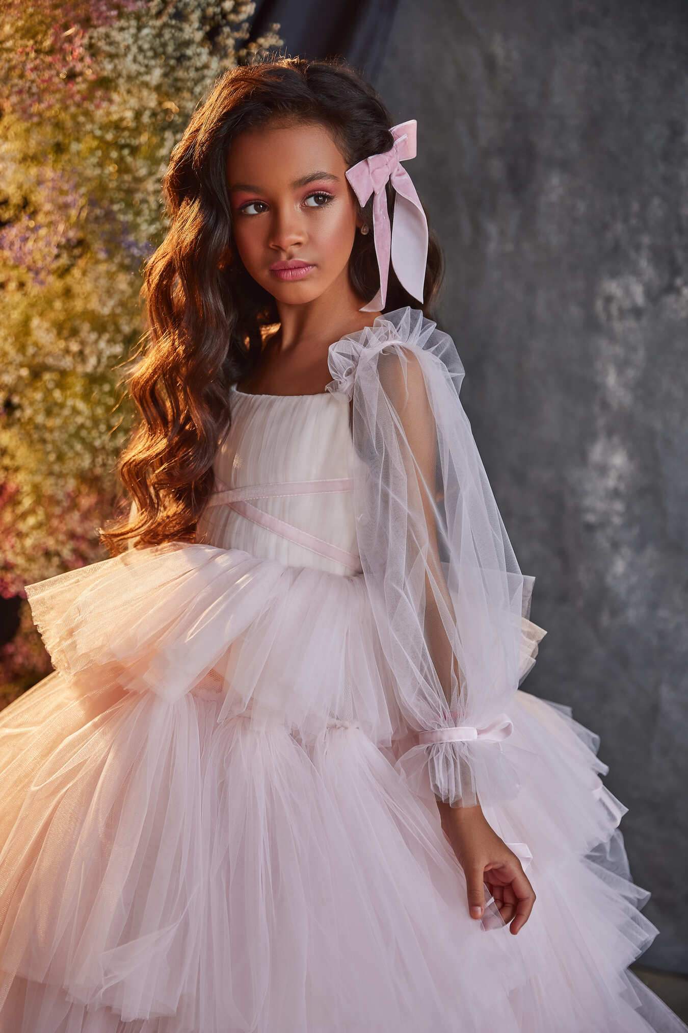 Special Occasion Dress with High-Low Ruffle Skirt - Mia Bambina Boutique