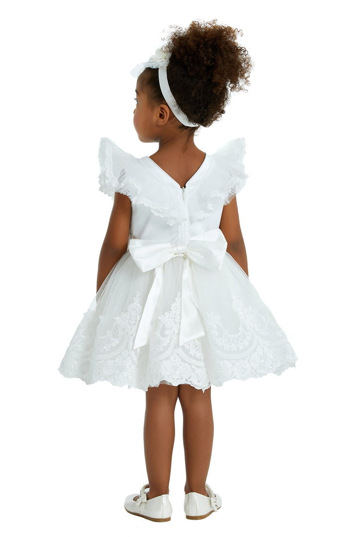 Olivia Toddler Lace Dress with Ruffle Sleeves