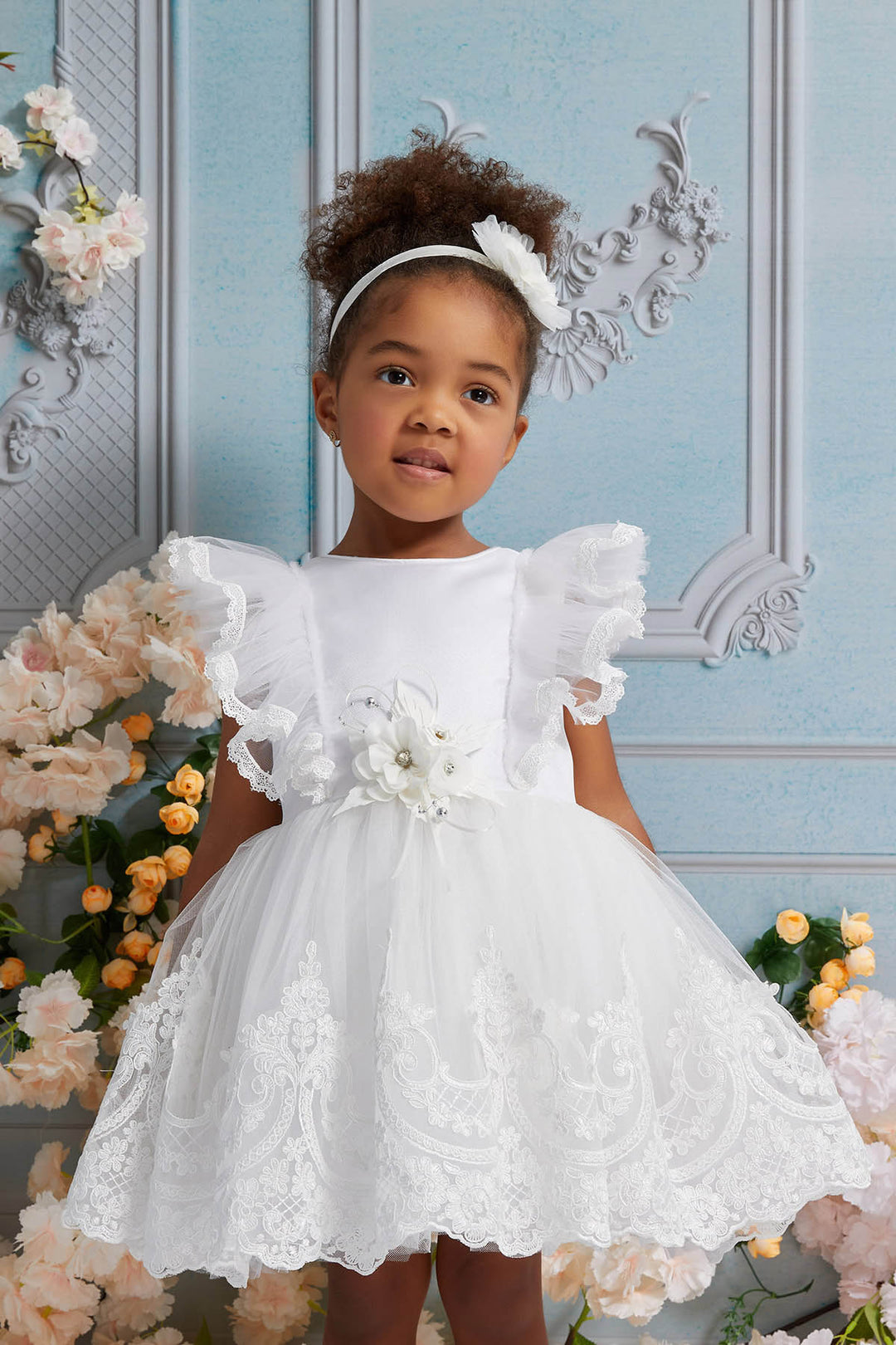 Olivia Toddler Lace Dress with Ruffle Sleeves – Mia Bambina Boutique