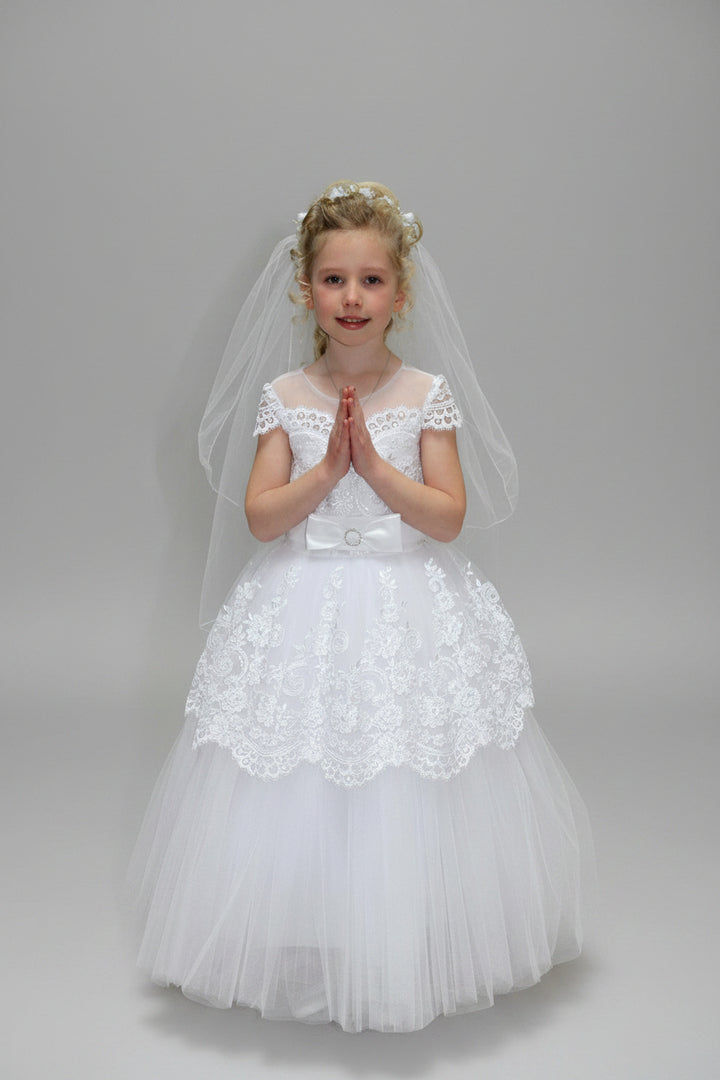 lace cap sleeve communion dress Christie Helene Communion Dress Cap Sleeve Lace by La Bavetta in NYC 8.5