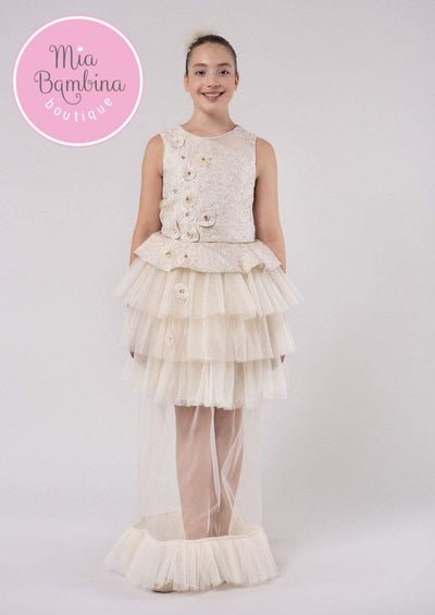 Rosalie Long Over-skirted Teen Girl Dress - Mia Bambina Boutique