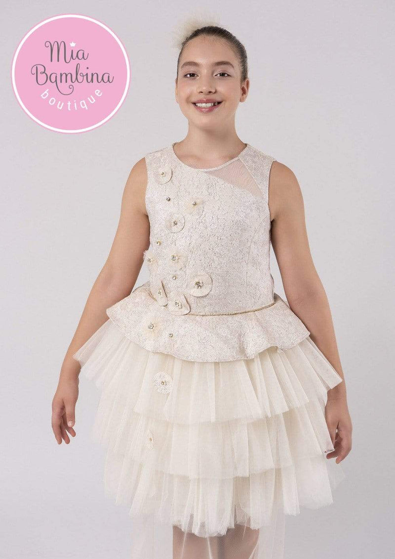 Rosalie Long Over-skirted Teen Girl Dress - Mia Bambina Boutique