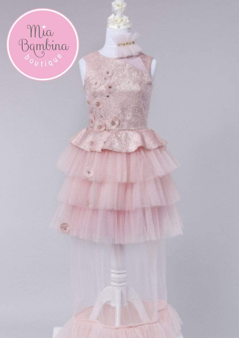 Rosalie Long Over-skirted Teen Girl Dress - Mia Bambina Boutique